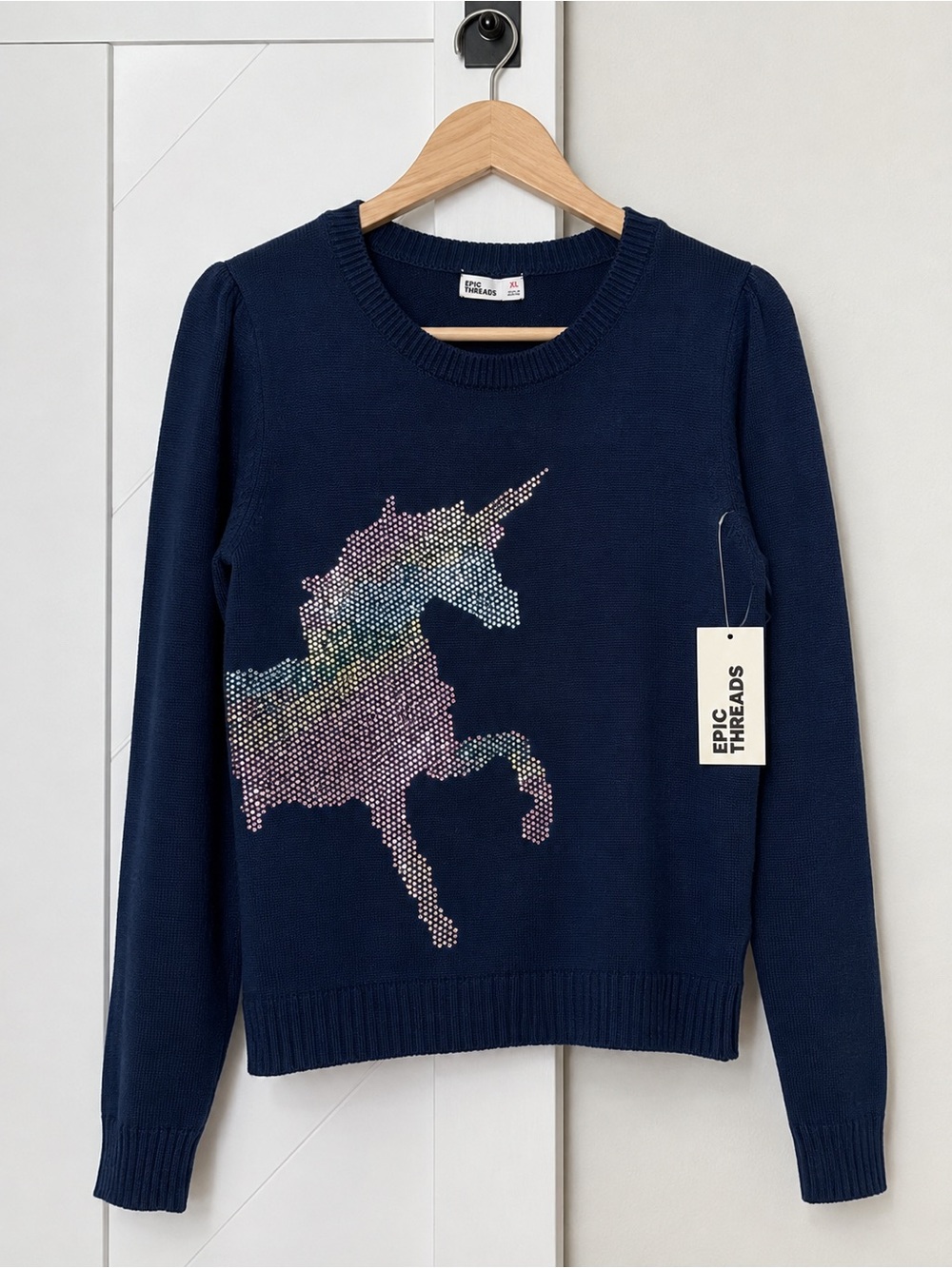 Epic Threads Girls Unicorn Rhinestone Knit Sweater XL NWT